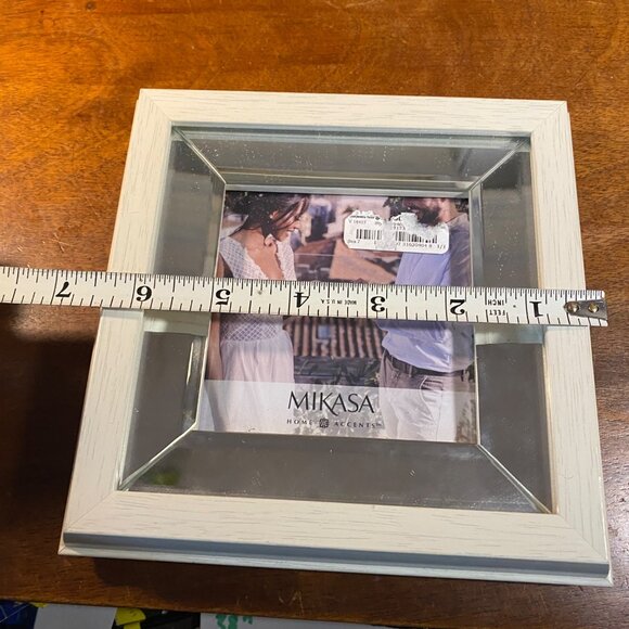 Mikasa 4x4" White Wood & Mirrored Glass Picture Frame Home Accents - Picture 8 of 8